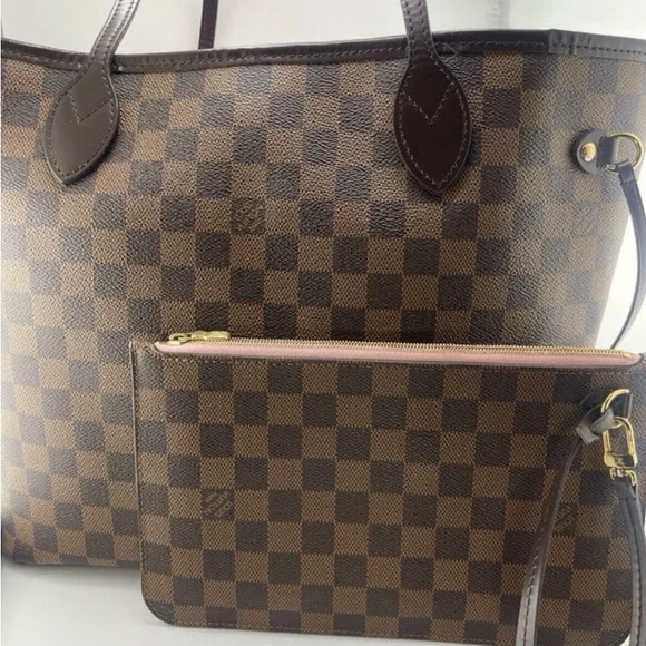 Louis Vuitton Tote MM Rose Ballerine Canvas/Leather With Pochette - Picture 3 of 8